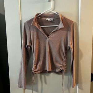 Women's Ribbed Long Sleeve Top - Taupe
